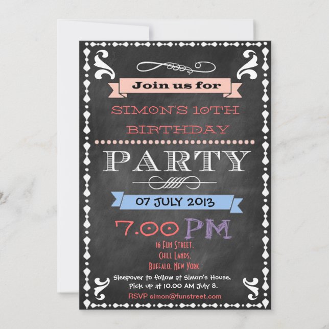 Invitation pour une fête d'anniversaire d'enfants  (Devant)