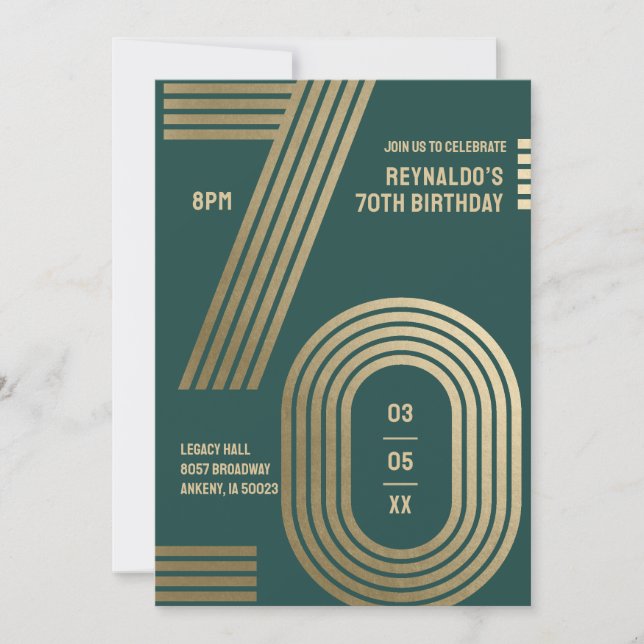 Invitation pour une fête d'anniversaire des 70 ans (Devant)