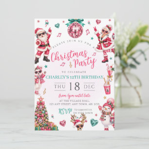 Invitation pour une fête d'anniversaire disco Noël