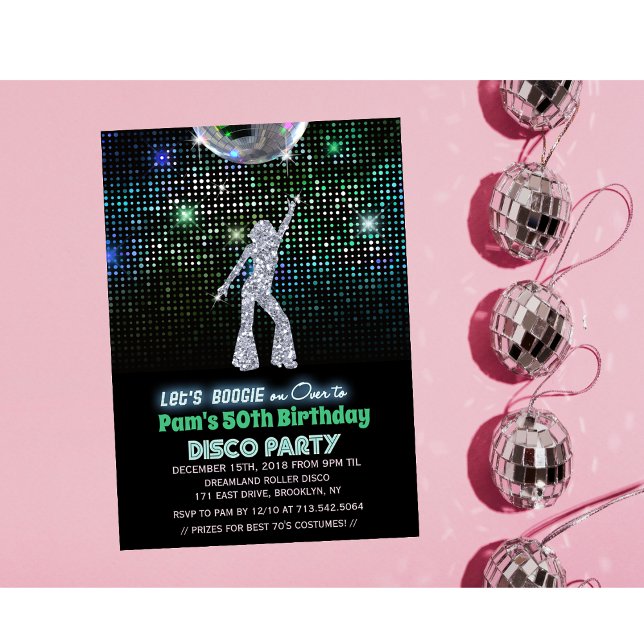 Invitation pour une fête d'anniversaire disco rétr (Créateur téléchargé)