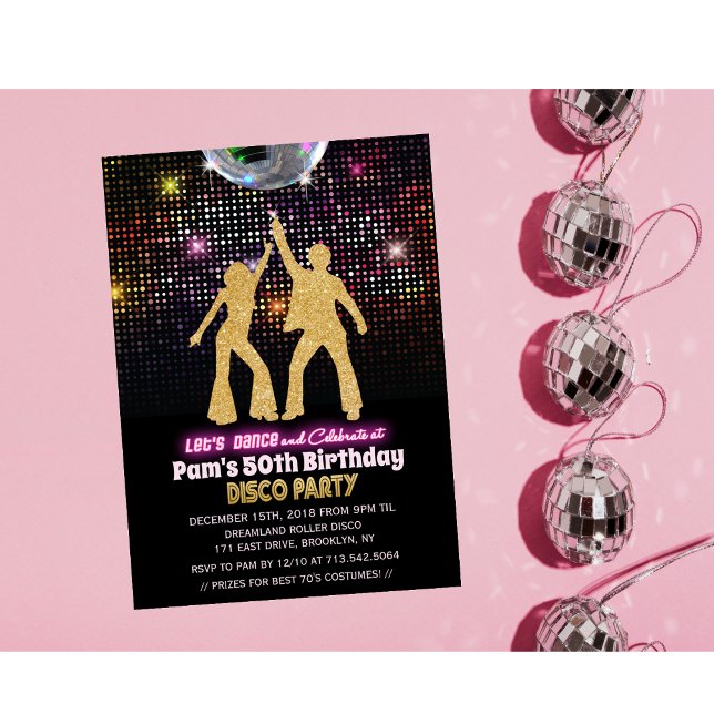Invitation pour une fête d'anniversaire disco tout (Créateur téléchargé)