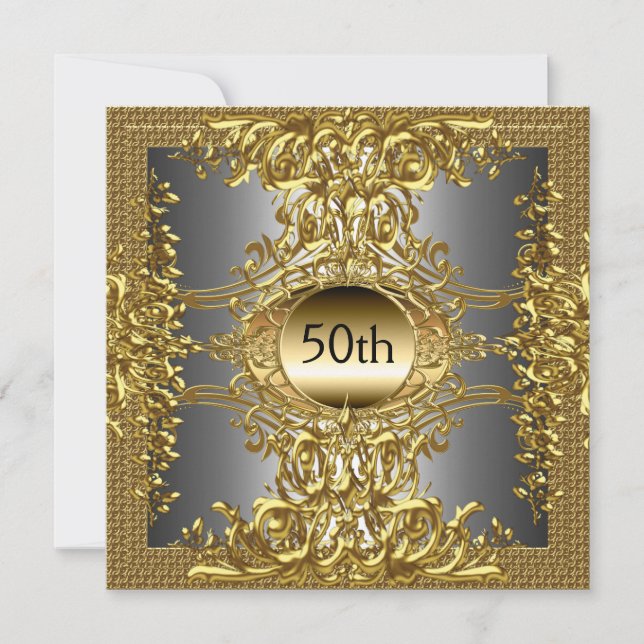 Invitation pour une fête d'anniversaire dorée 50 a (Devant)