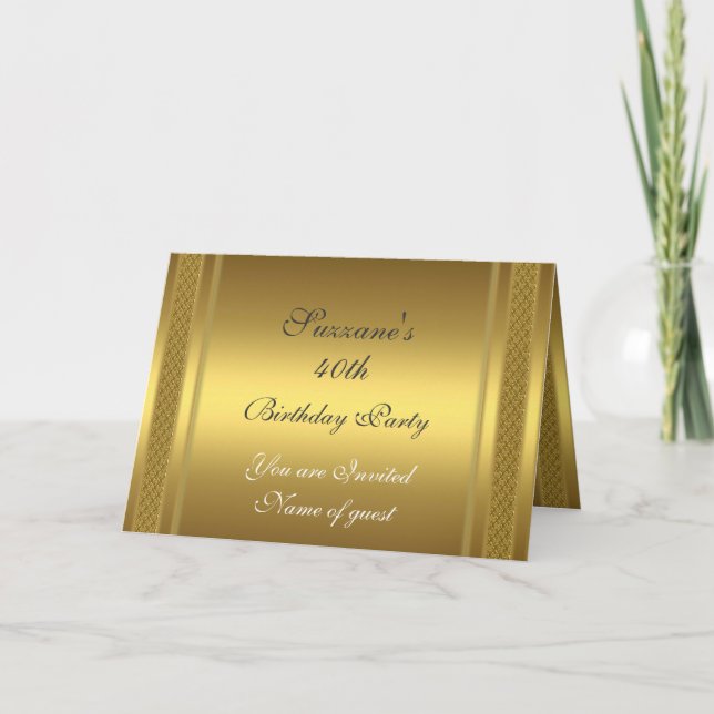 Invitation pour une fête d'anniversaire en or (Devant)