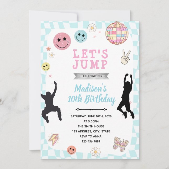 Invitation pour une fête d'anniversaire groovy jum (Devant)