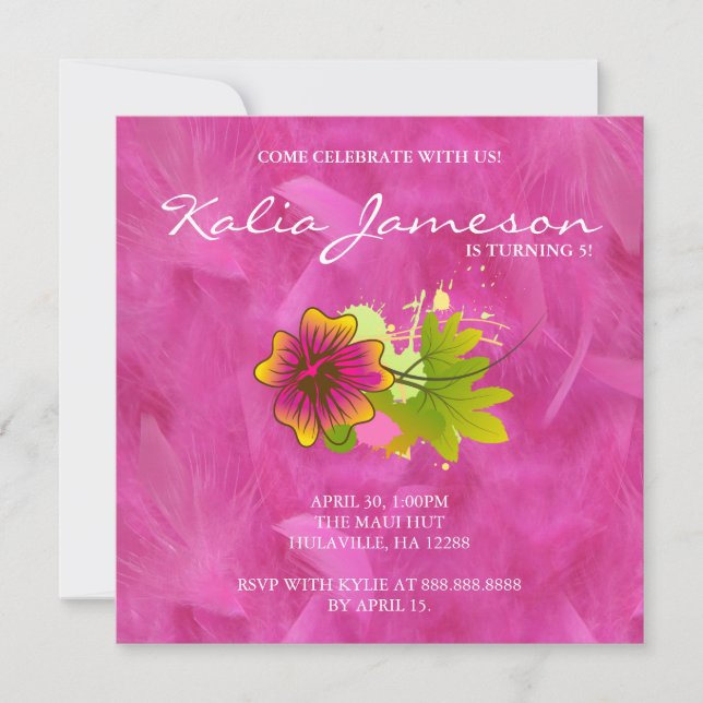 Invitation pour une fête d'anniversaire Luau avec  (Devant)