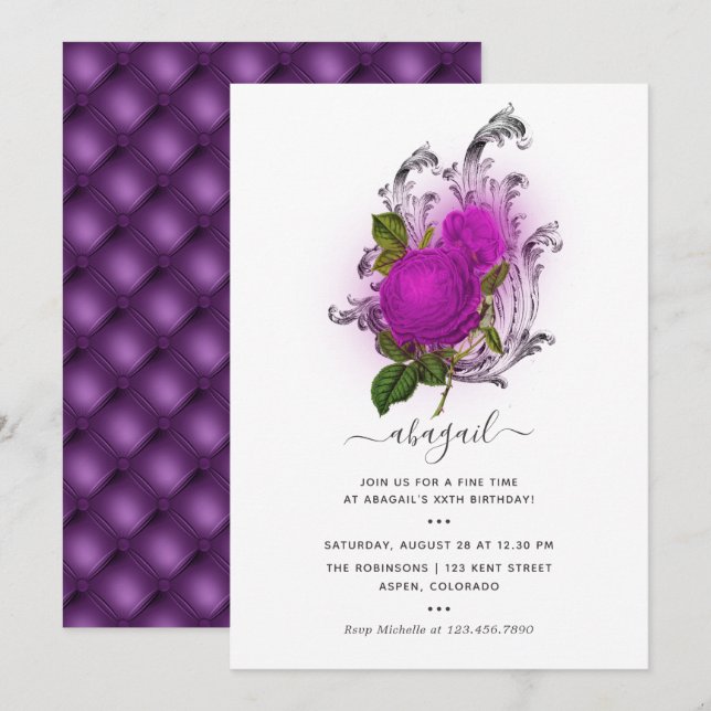 Invitation pour une fête d'anniversaire Mardi Gras (Devant / Derrière)