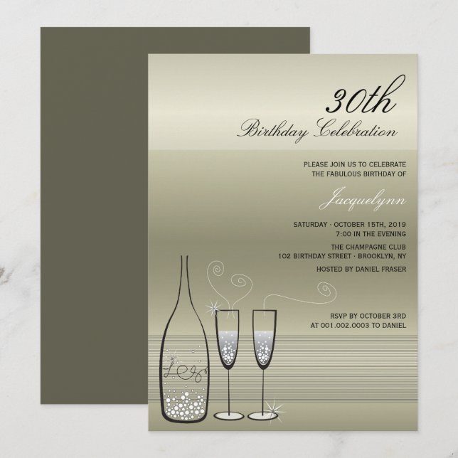 Invitation pour une fête d'anniversaire Milestone  (Devant / Derrière)