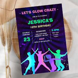 Invitation pour une fête d'anniversaire néon fou L
