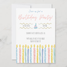 Invitation pour une fête d'anniversaire pastel