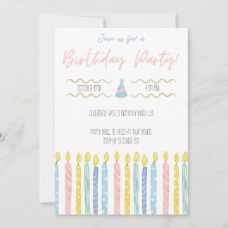 Invitation pour une fête d'anniversaire pastel