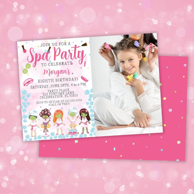 Invitation pour une fête d'anniversaire Photo Spa (Créateur téléchargé)