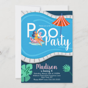 Invitation pour une fête d'anniversaire piscine mo
