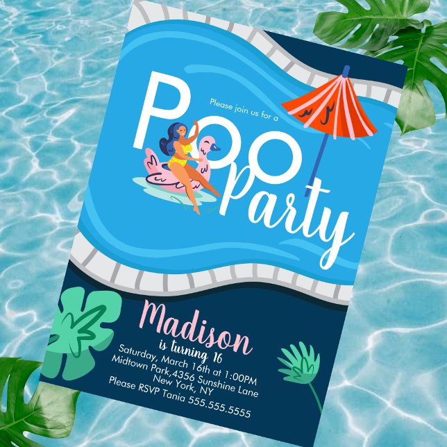 Invitation pour une fête d'anniversaire piscine mo (Créateur téléchargé)