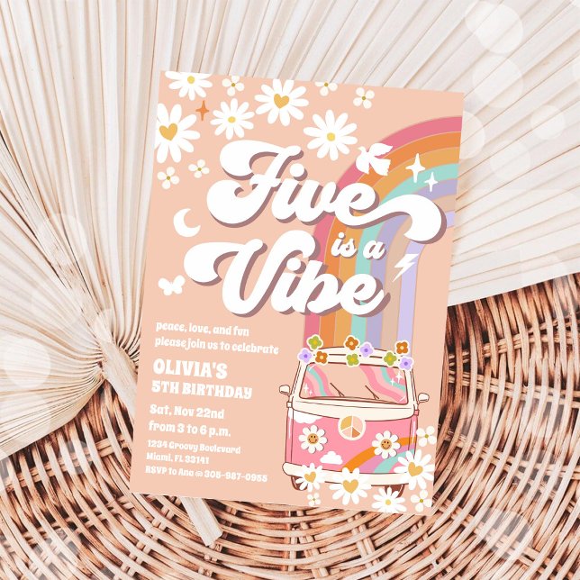 Invitation pour une fête d'anniversaire rétro hipp (Créateur téléchargé)