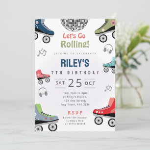 Invitation pour une fête d'anniversaire Roller Dis
