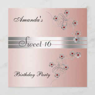 Invitation pour une fête d'anniversaire rose Sweet