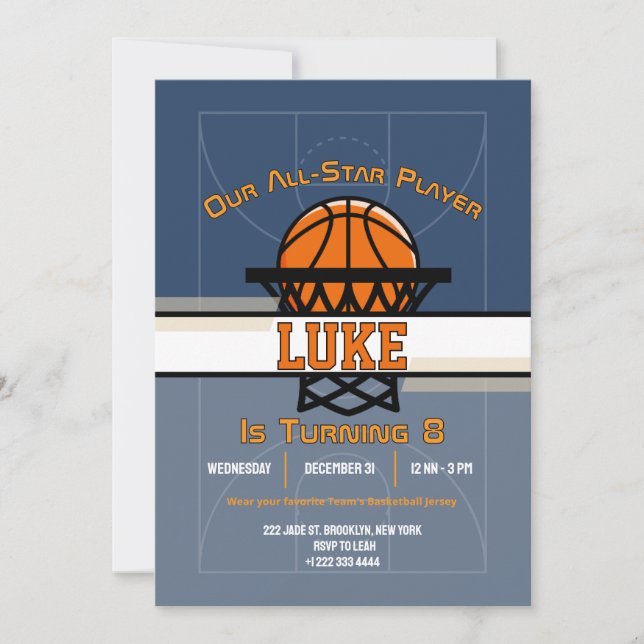 Invitation pour une fête d'anniversaire Slam Dunk (Devant)