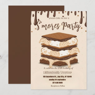 Invitation pour une fête d'anniversaire S'mores –