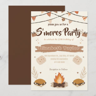 Invitation pour une fête d'anniversaire S'mores –
