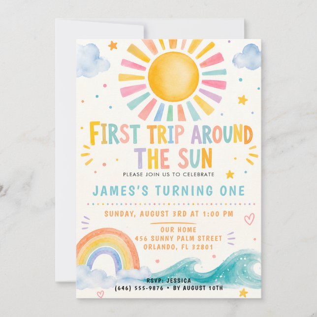 Invitation pour une fête d'anniversaire sous le so (Devant)