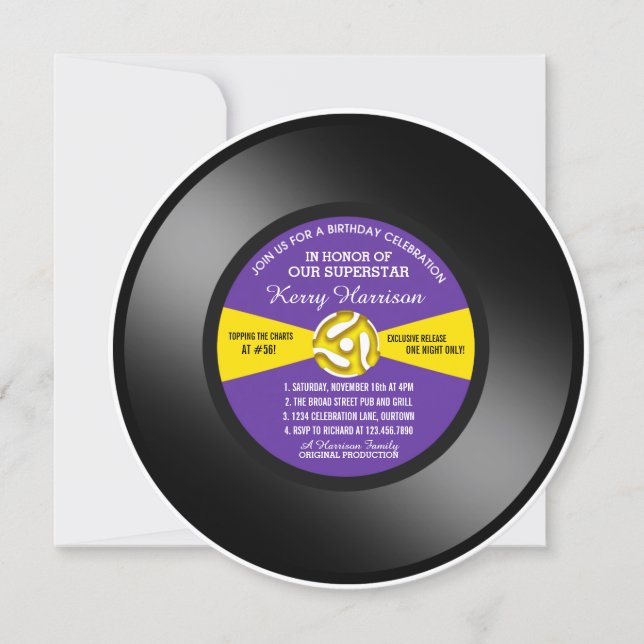 Invitation pour une fête d'anniversaire sur disque (Devant)