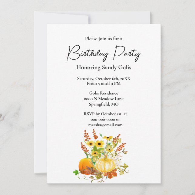 Invitation pour une fête d'anniversaire sur le thè (Devant)