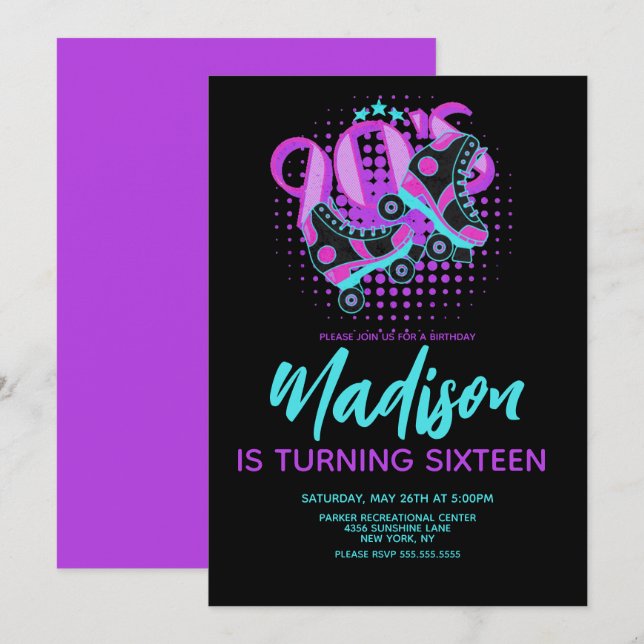 Invitation pour une fête d'anniversaire sur le thè (Devant / Derrière)