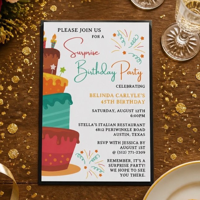 Invitation pour une fête d'anniversaire surprise a (Créateur téléchargé)