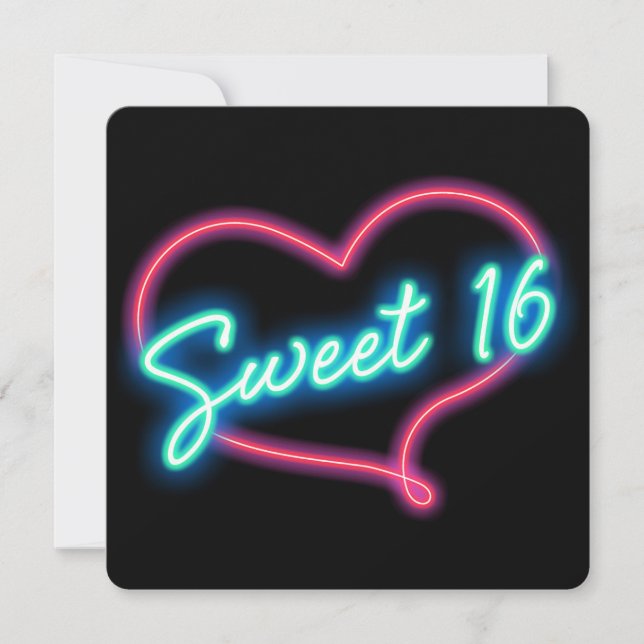 Invitation pour une fête d'anniversaire SWEET 16 a (Devant)