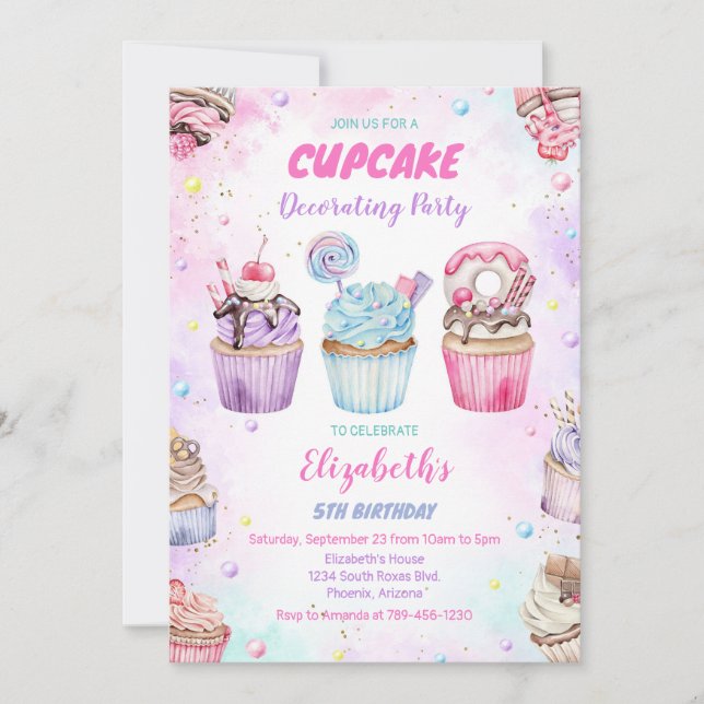 Invitation pour une fête d'anniversaire Sweet Cupc (Devant)