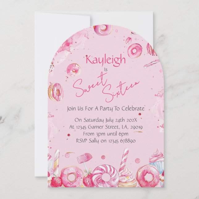 Invitation pour une fête d'anniversaire Sweet Sixt (Devant)