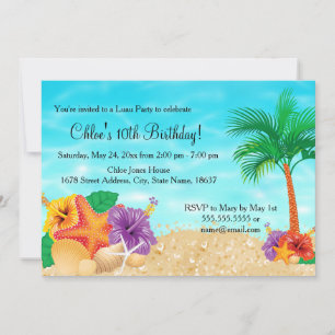 Invitation pour une fête d'anniversaire thème Luau