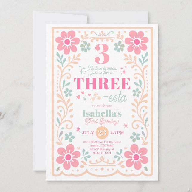 Invitation pour une fête d'anniversaire Three-esta (Devant)