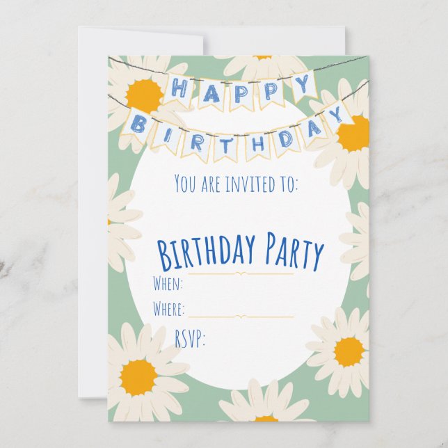 Invitation pour une fête d'anniversaire Tournesol (Devant)