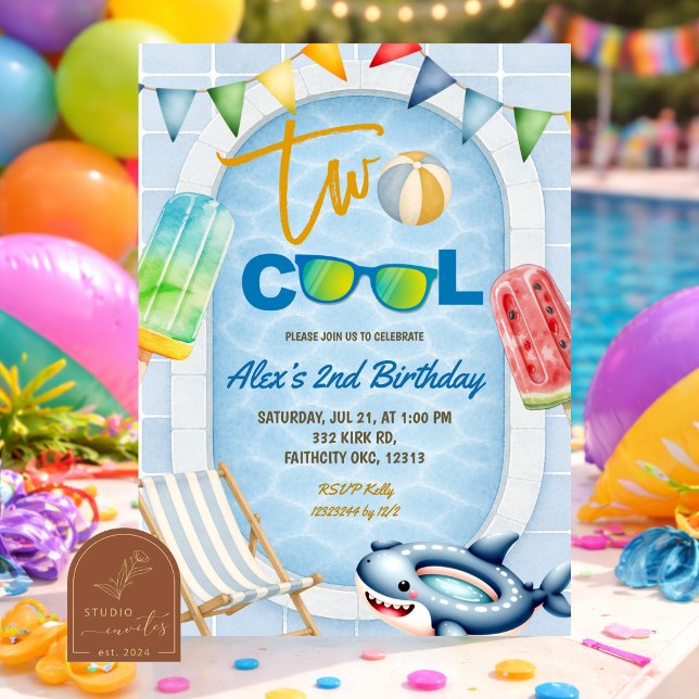 Invitation pour une fête d'anniversaire TWO COOL P (Créateur téléchargé)
