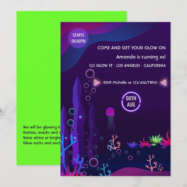 Invitation pour une fête d'anniversaire Under the  (Devant / Derrière)