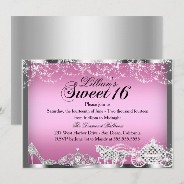 Invitation pour une fête de 16 ans sur le thème de (Devant / Derrière)