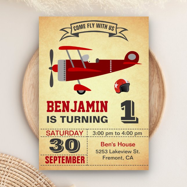 Invitation pour une fête de 1er anniversaire Vinta (Créateur téléchargé)