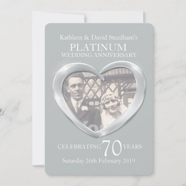 Invitation pour une fête de 70 ans de mariage en p (Devant)
