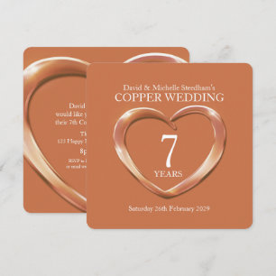 Invitation pour une fête de 7 ans de mariage cuivr