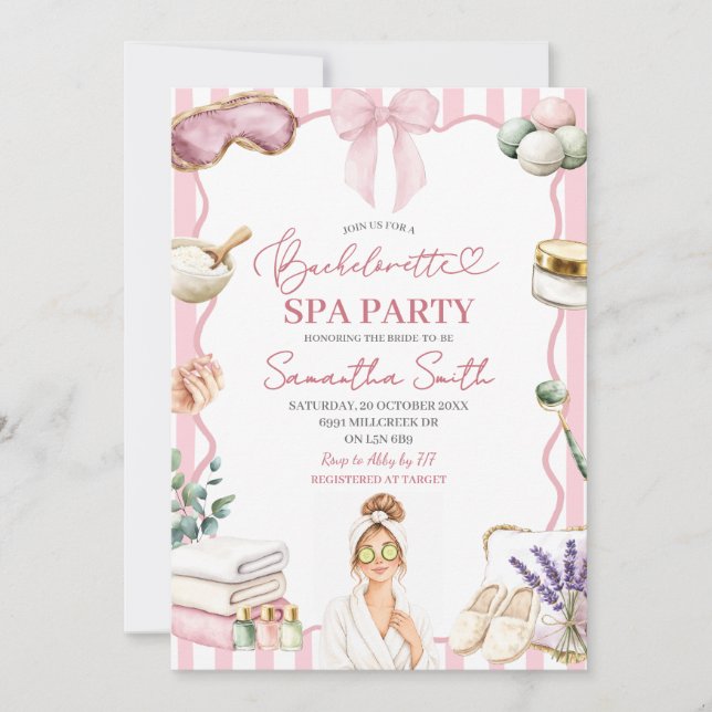 Invitation pour une fête de Bachelorette sur le th (Devant)