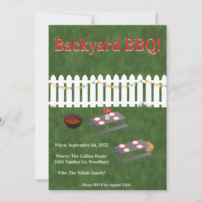 Invitation pour une fête de barbecue dans le jardi (Devant)