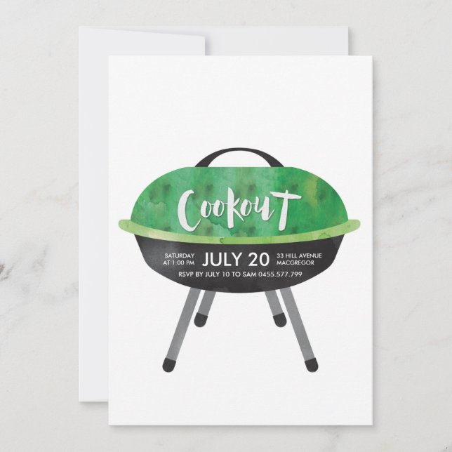 Invitation pour une fête de barbecue en plein air (Devant)
