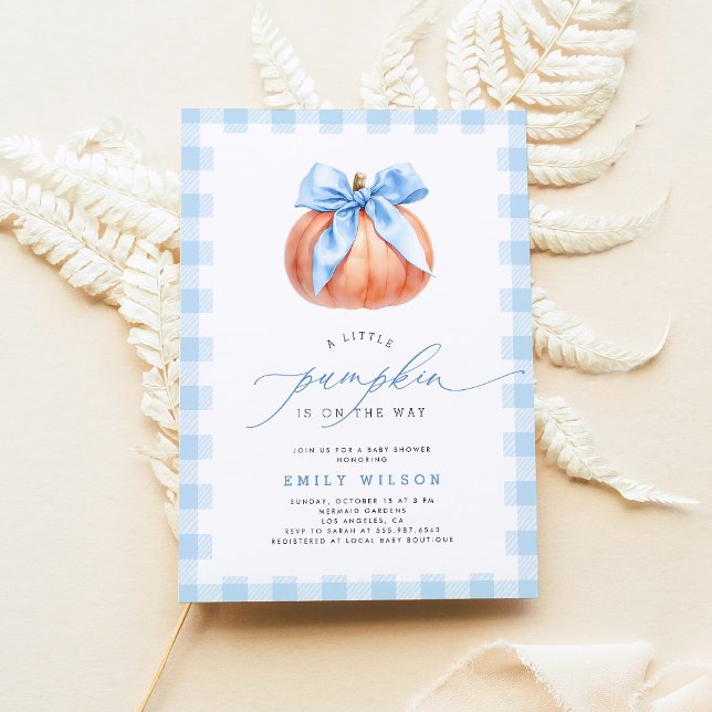 Invitation pour une fête de bébé garçon Blue Pumpk (Créateur téléchargé)