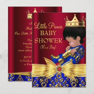 Invitation pour une fête de bébé garçon rouge et b