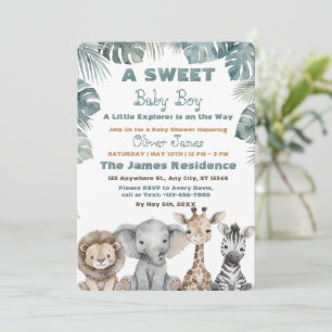 Invitation pour une Fête de Bébé Garçon Safari Tro