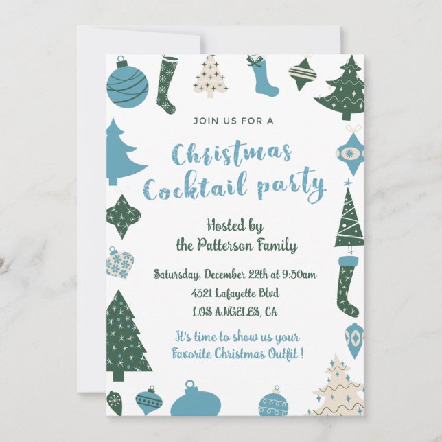 Invitation pour une fête de cocktail de Noël Migno (Devant)