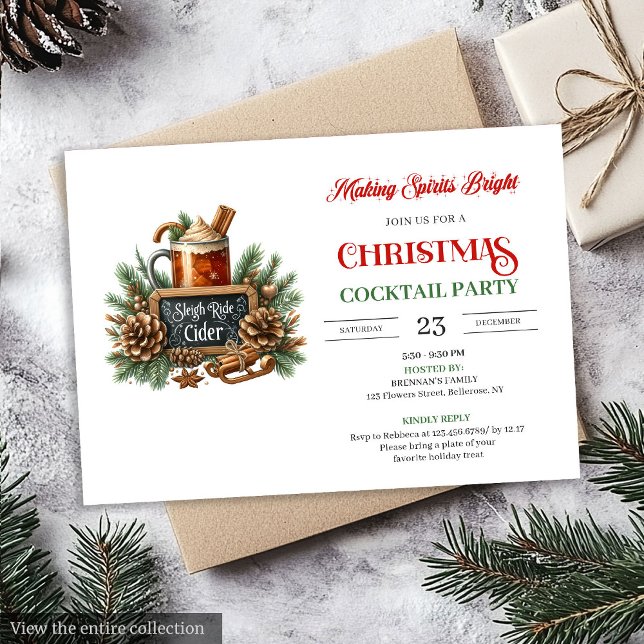 Invitation pour une fête de cocktail de Noël moder (Holiday modern Christmas cocktails party invitation

)