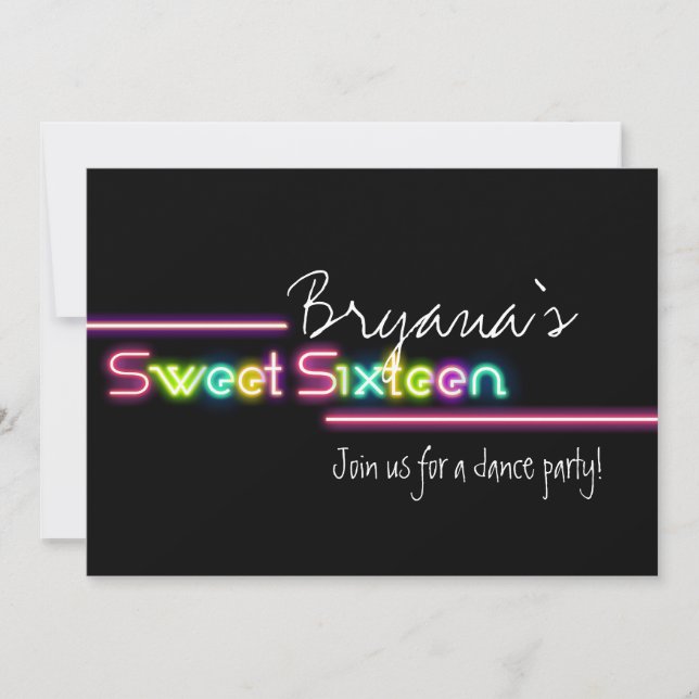 Invitation pour une fête de danse néon lumineuse p (Devant)