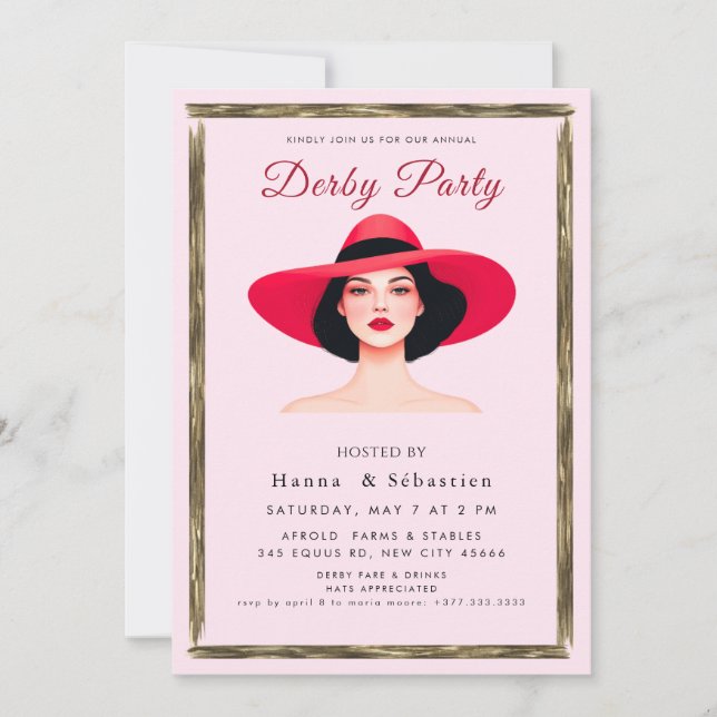Invitation pour une fête de derby de chapeaux (Devant)